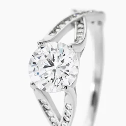 Bague Solitaire Maddy Argent Blanc Oxyde De Zirconium
