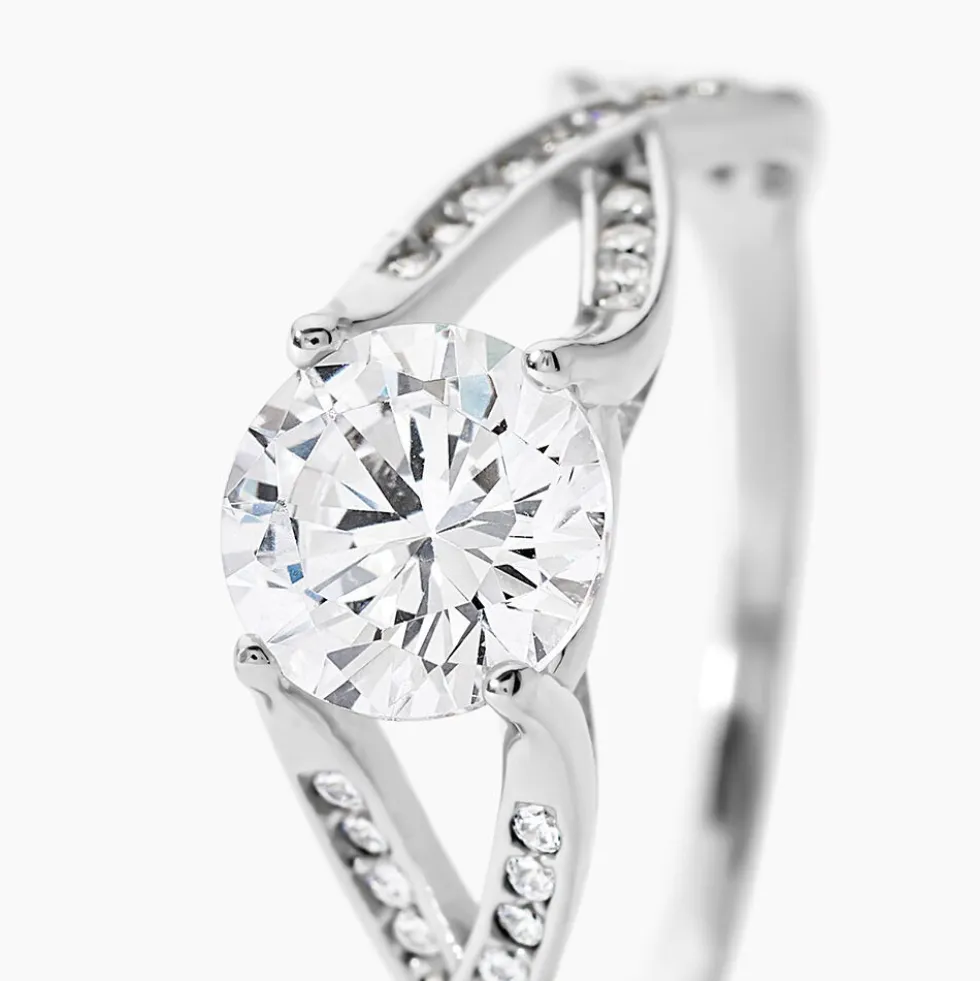 Bague Solitaire Maddy Argent Blanc Oxyde De Zirconium