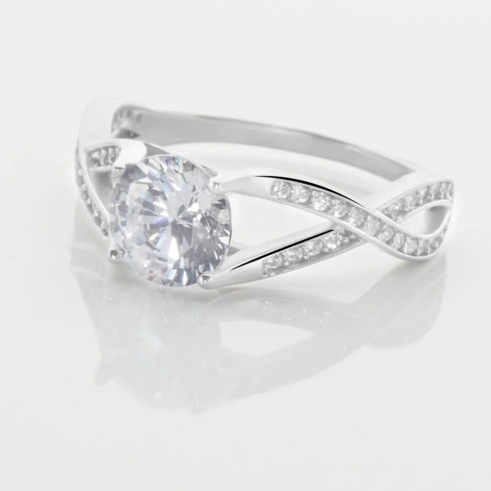 Bague Solitaire Maddy Argent Blanc Oxyde De Zirconium