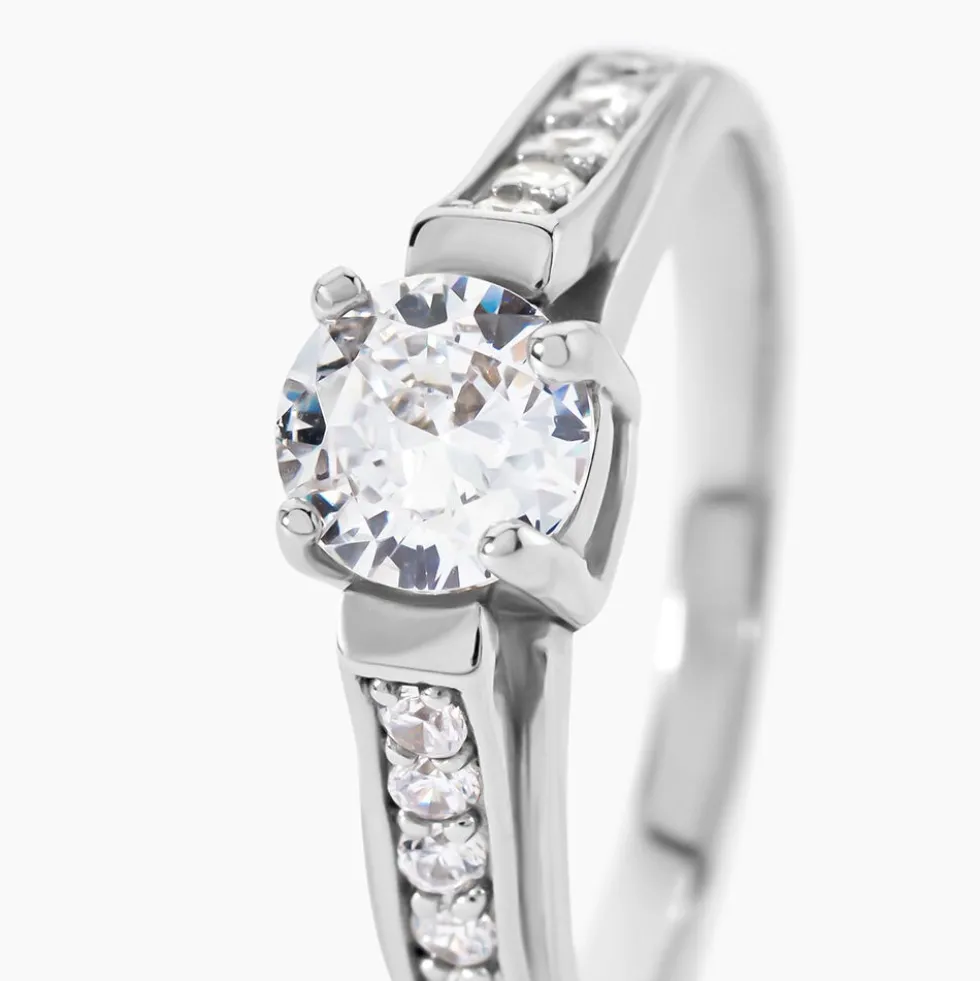 Bague Solitaire Mady Argent Blanc Oxyde De Zirconium