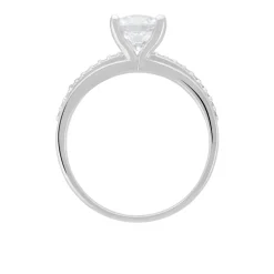 Bague Solitaire Mercan Argent Blanc Oxyde De Zirconium