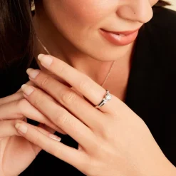 Bague Solitaire Mercan Argent Blanc Oxyde De Zirconium