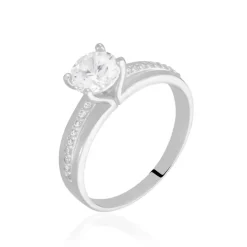Bague Solitaire Mercan Argent Blanc Oxyde De Zirconium
