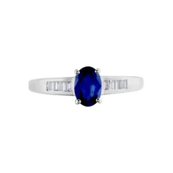 Bague Solitaire Or Blanc Bilel Saphir Et Diamants