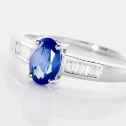 Bague Solitaire Or Blanc Bilel Saphir Et Diamants