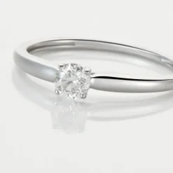 Bague Solitaire Or Blanc Flora Diamant