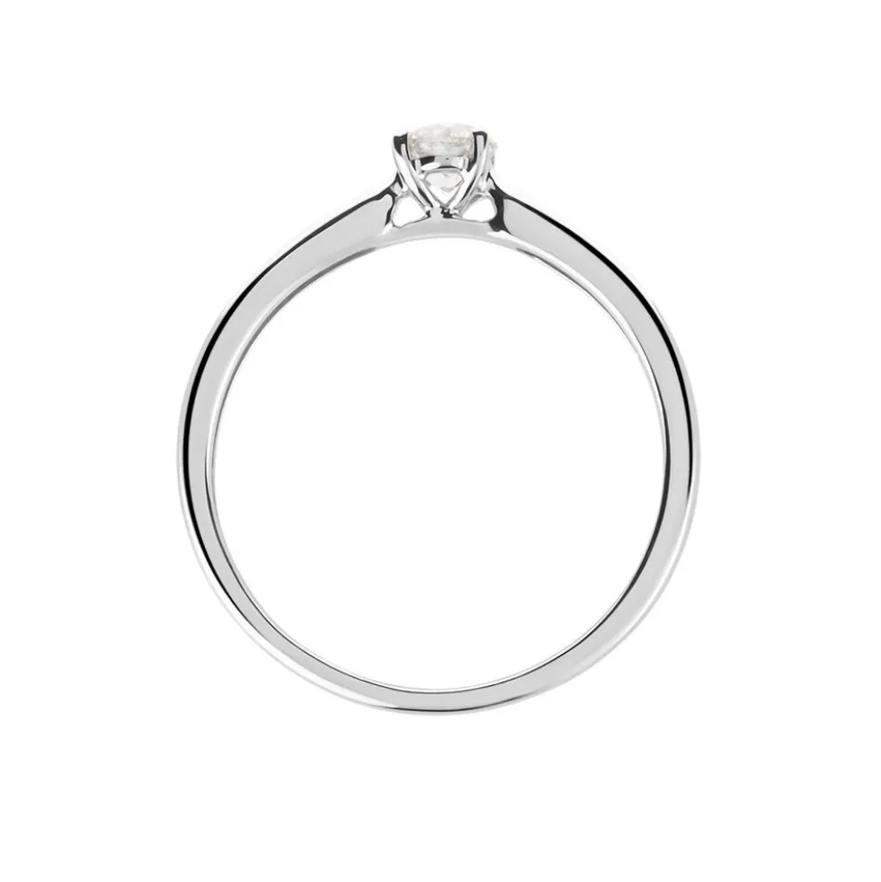Bague Solitaire Or Blanc Flora Diamant