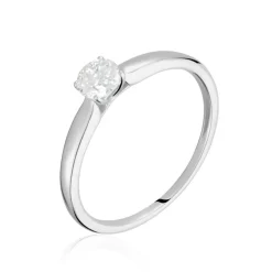 Bague Solitaire Or Blanc Flora Diamant