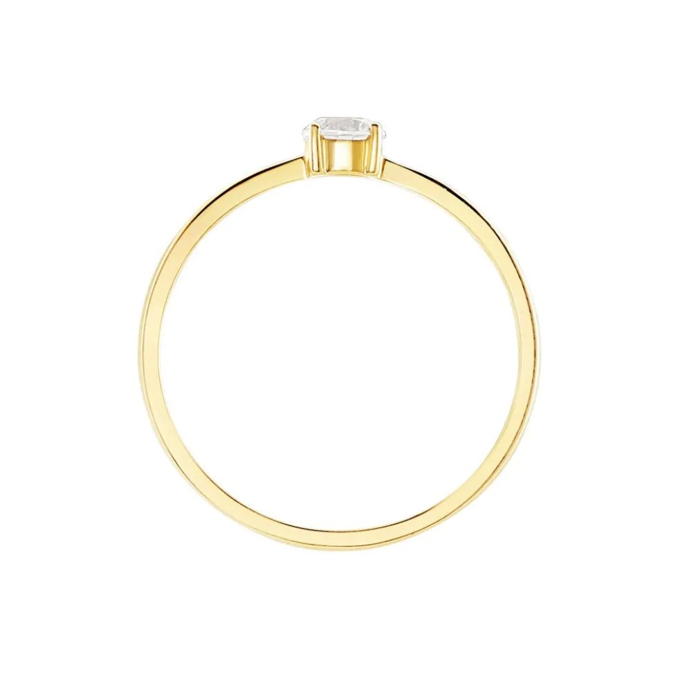 Bague Solitaire Or Jaune Eclat D'etoile Oxyde De Zirconium