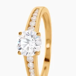 Bague Solitaire Or Jaune Oxyde De Zirconium