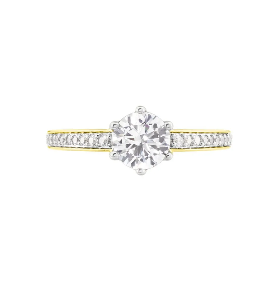 Bague Solitaire Or Jaune Telesphore Oxyde De Zirconium