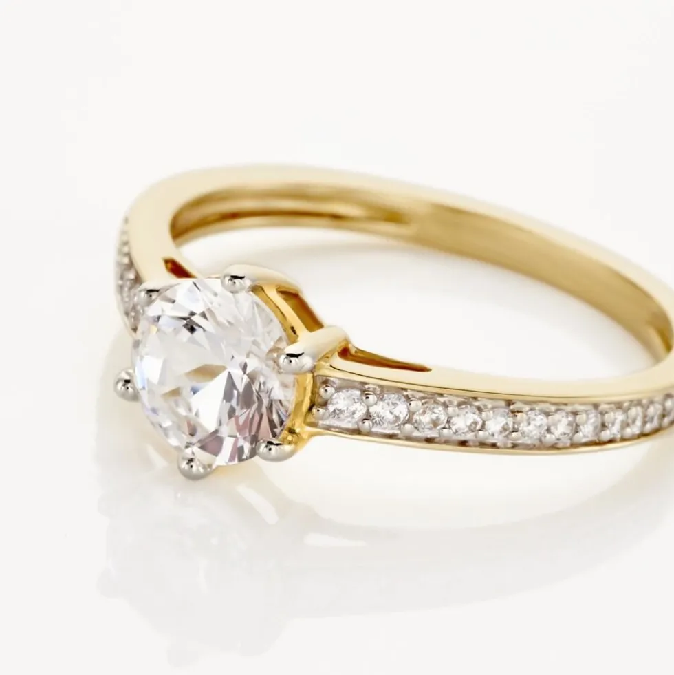 Bague Solitaire Or Jaune Telesphore Oxyde De Zirconium