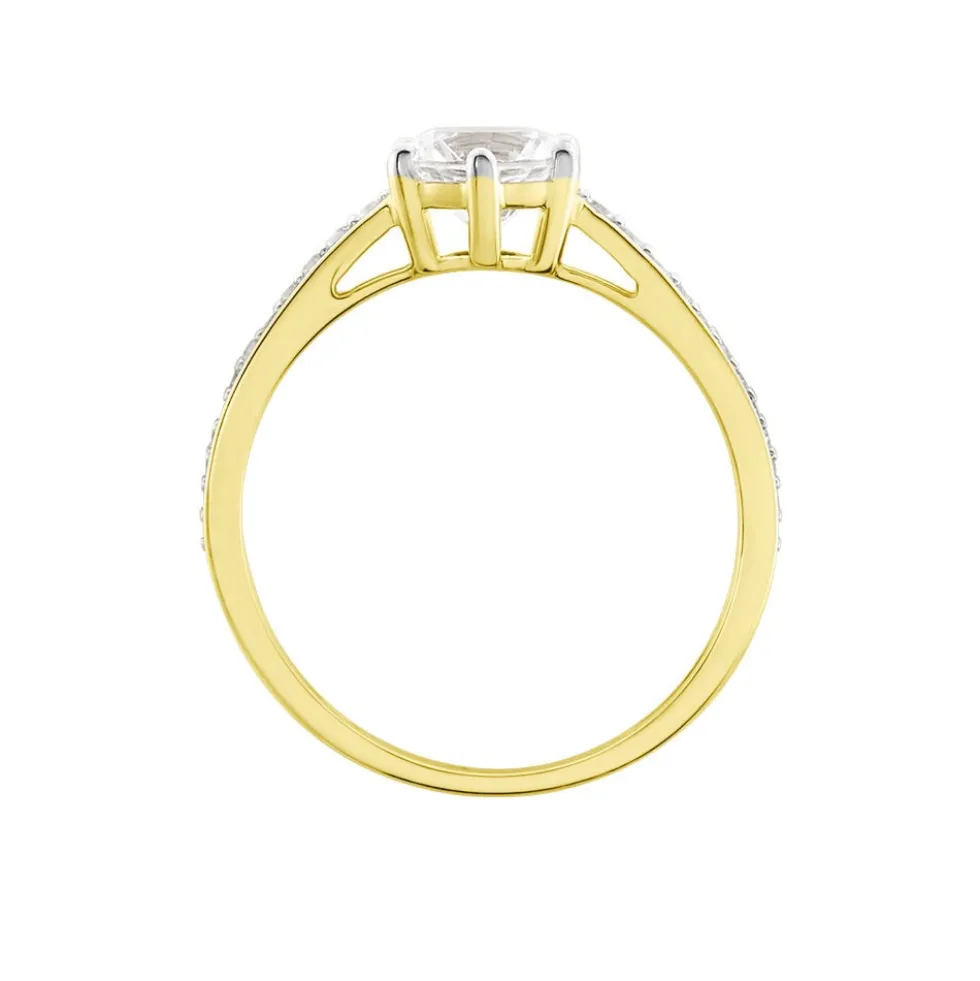 Bague Solitaire Or Jaune Telesphore Oxyde De Zirconium