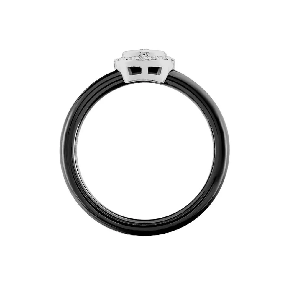 Bague Solitaire Solitaire Argent Blanc Céramique Et Oxyde De Zirconium