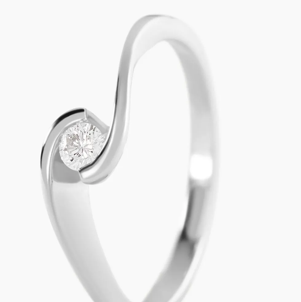 Bague Solitaire Vrille Or Blanc Diamant