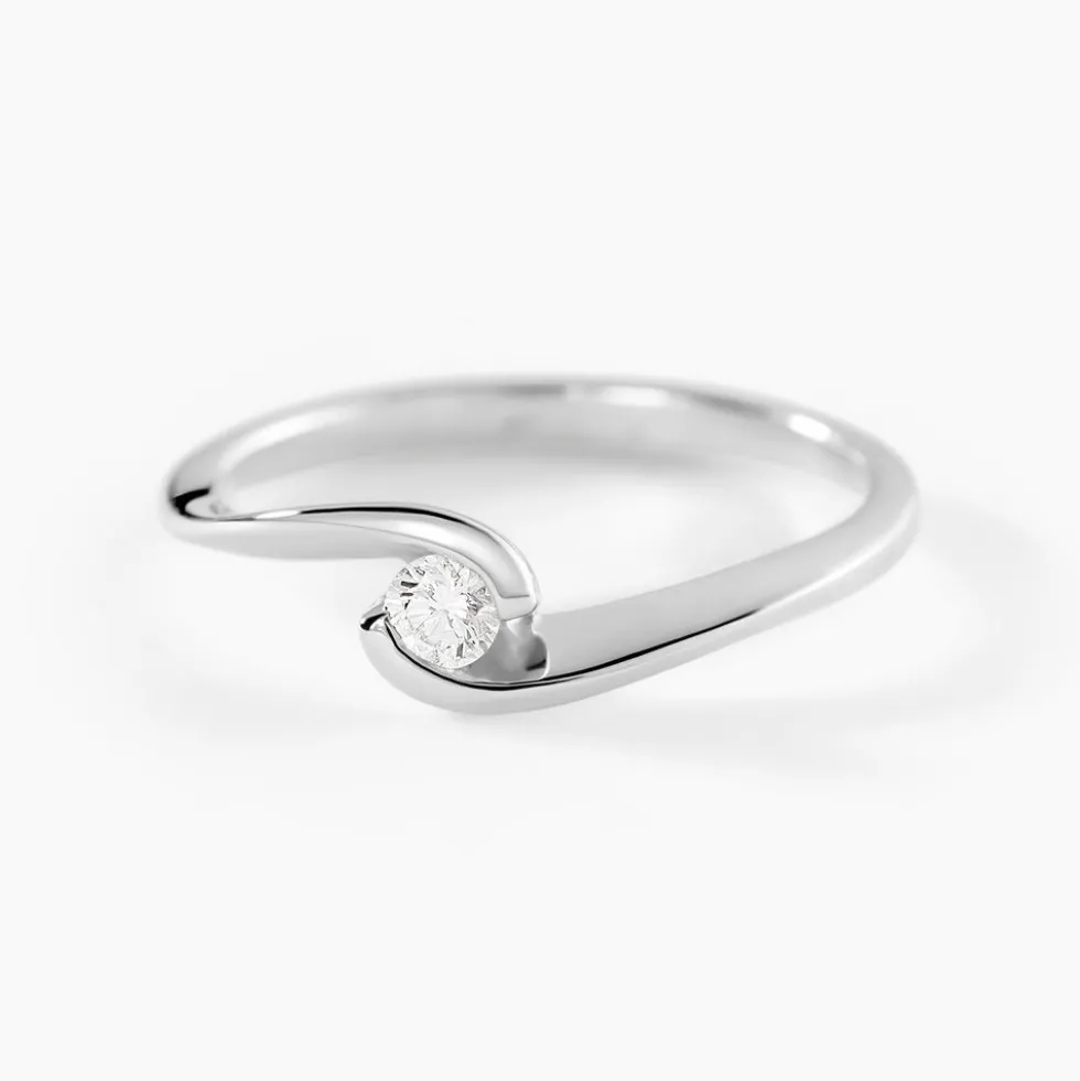 Bague Solitaire Vrille Or Blanc Diamant