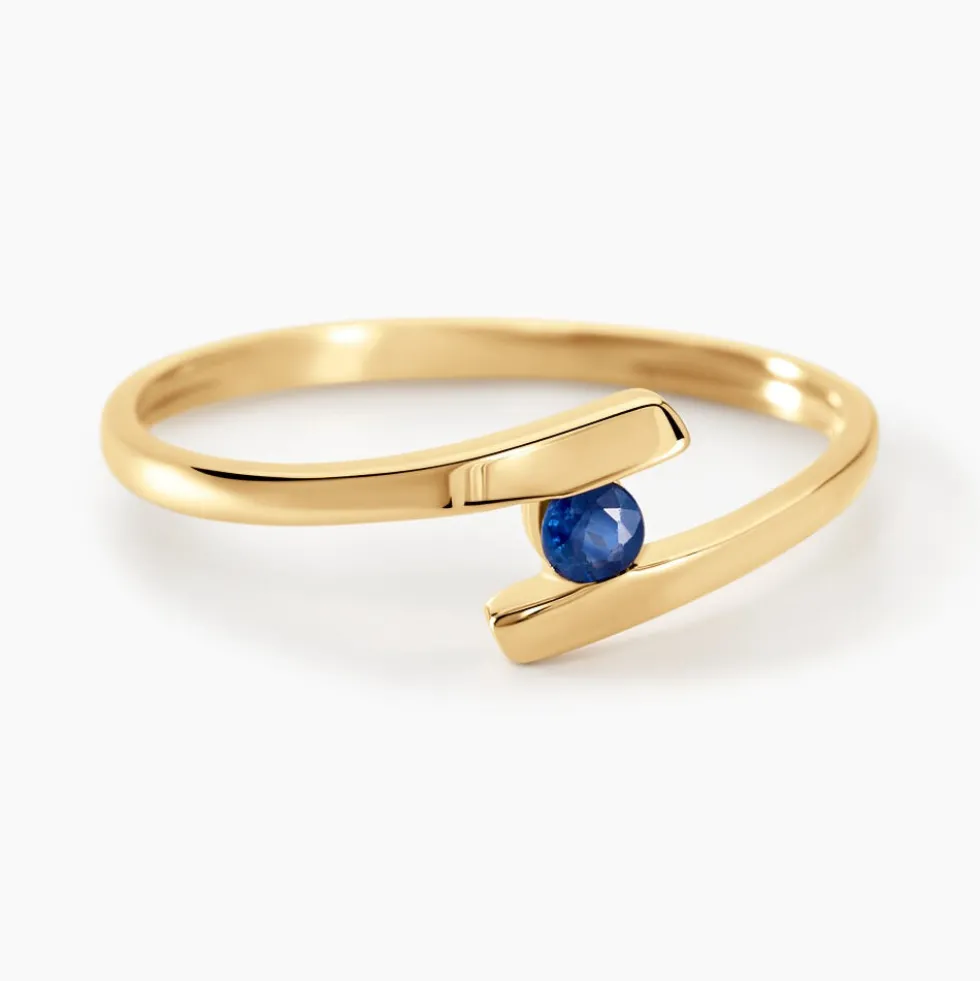 Bague Tamyra Serti Couteau Or Jaune Saphir