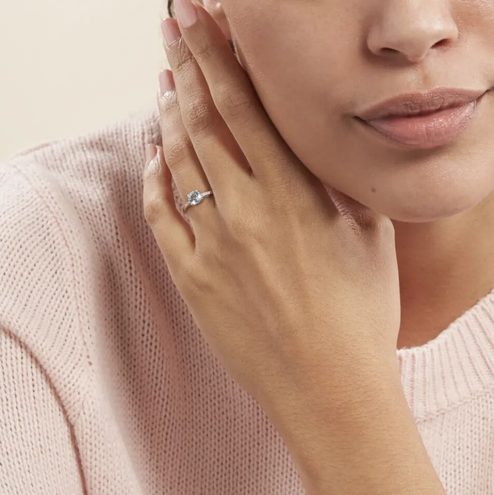 Bague Tarente Or Blanc Topaze Et Diamant