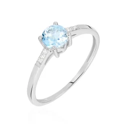 Bague Tarente Or Blanc Topaze Et Diamant