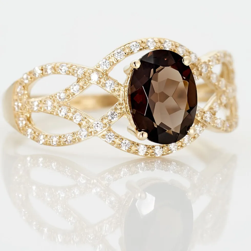 Bague Tina Or Jaune Quartz Et Oxyde De Zirconium