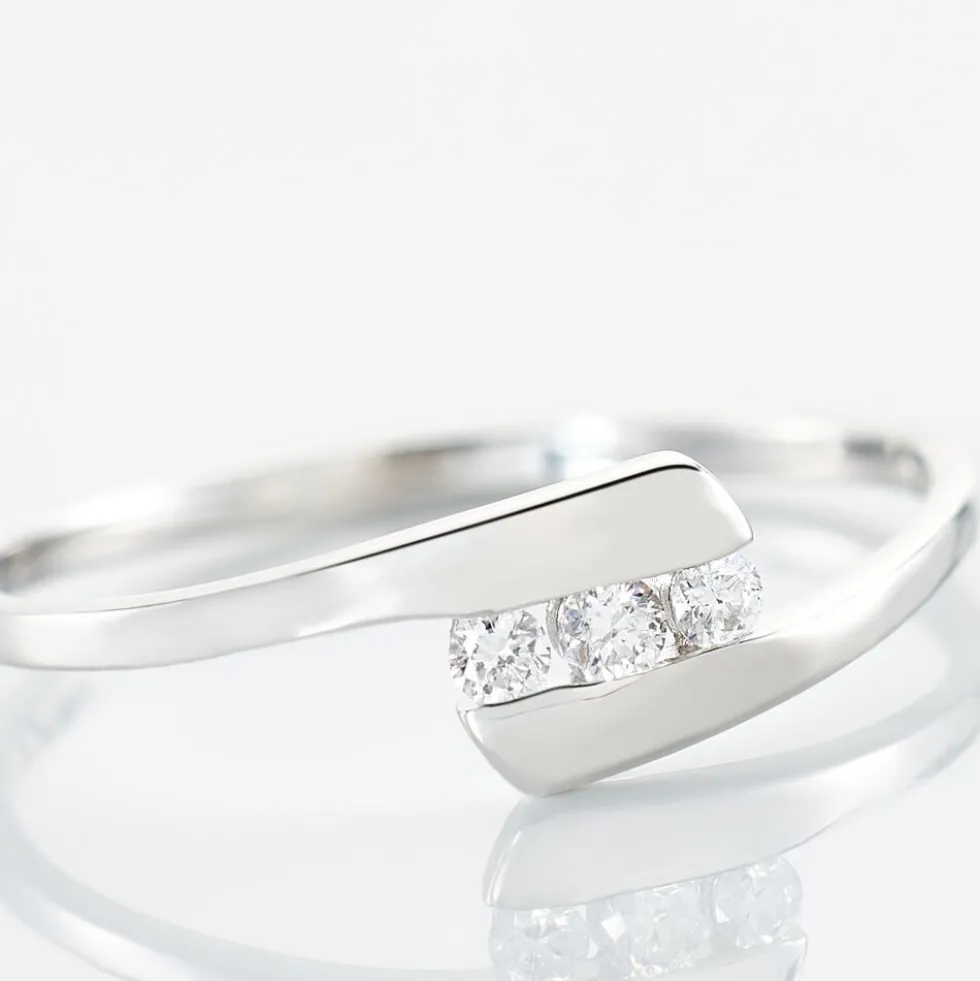 Bague Trilogie Or Blanc Diamant