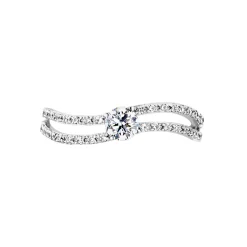 Bague Vrille Double Or Blanc Oxyde De Zirconium