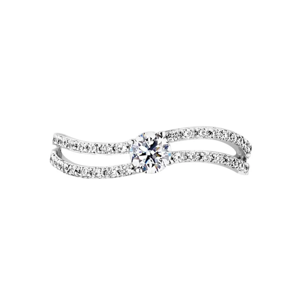 Bague Vrille Double Or Blanc Oxyde De Zirconium