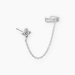 Bijou D'oreille Unitaire Argent Blanc Heh Oxydes De Zirconium