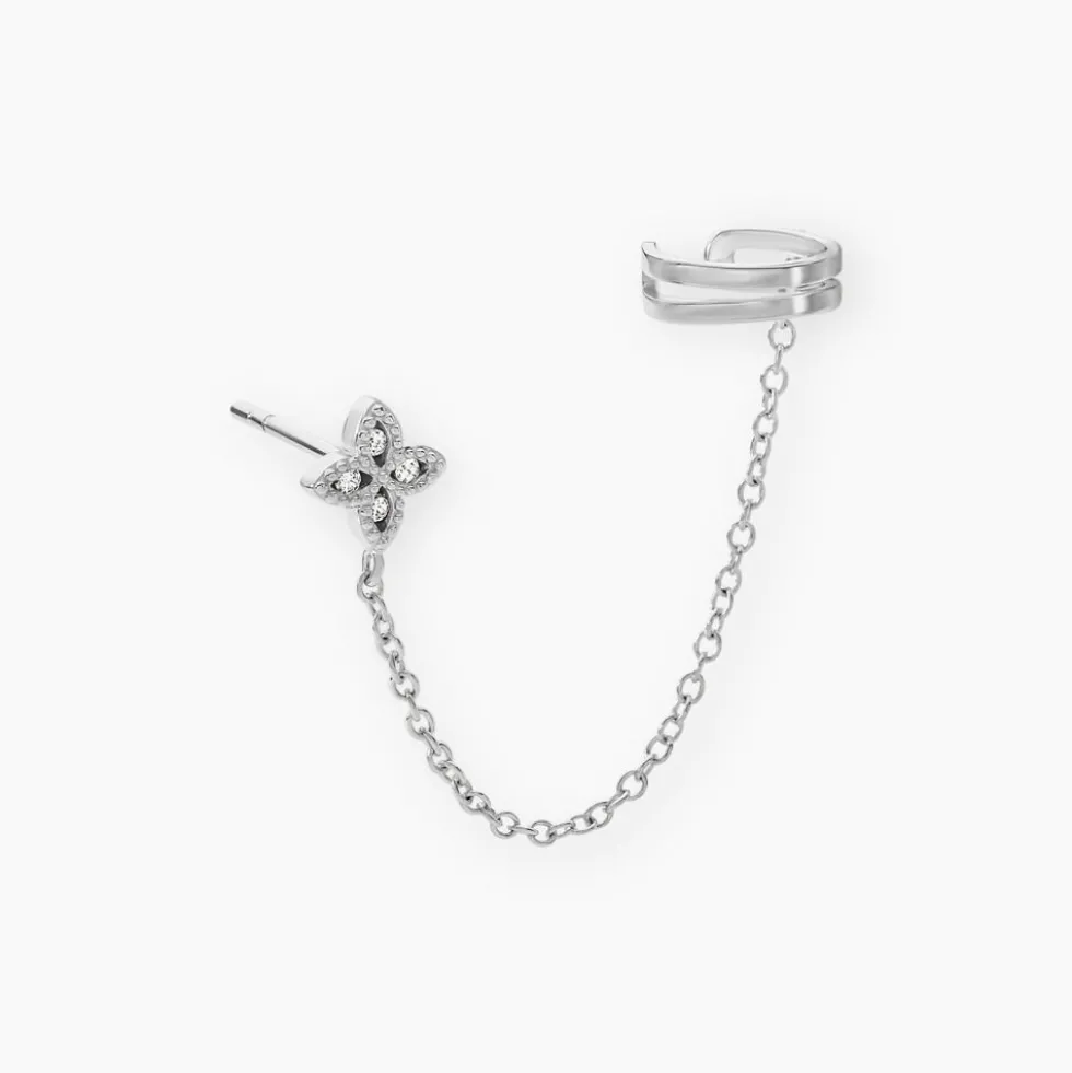 Bijou D'oreille Unitaire Argent Blanc Heh Oxydes De Zirconium