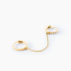 Bijou D'oreille Unitaire Briallen Or Jaune Oxyde De Zirconium