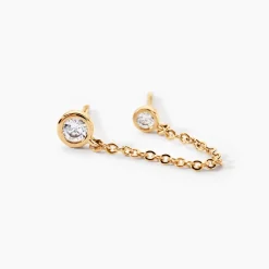 Bijou D'oreille Unitaire Jacinda Plaqué Or Jaune Oxyde De Zirconium