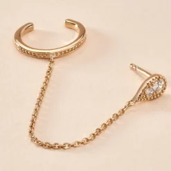 Bijou D'oreille Unitaire Karolina Plaqué Or Jaune Oxyde De Zirconium