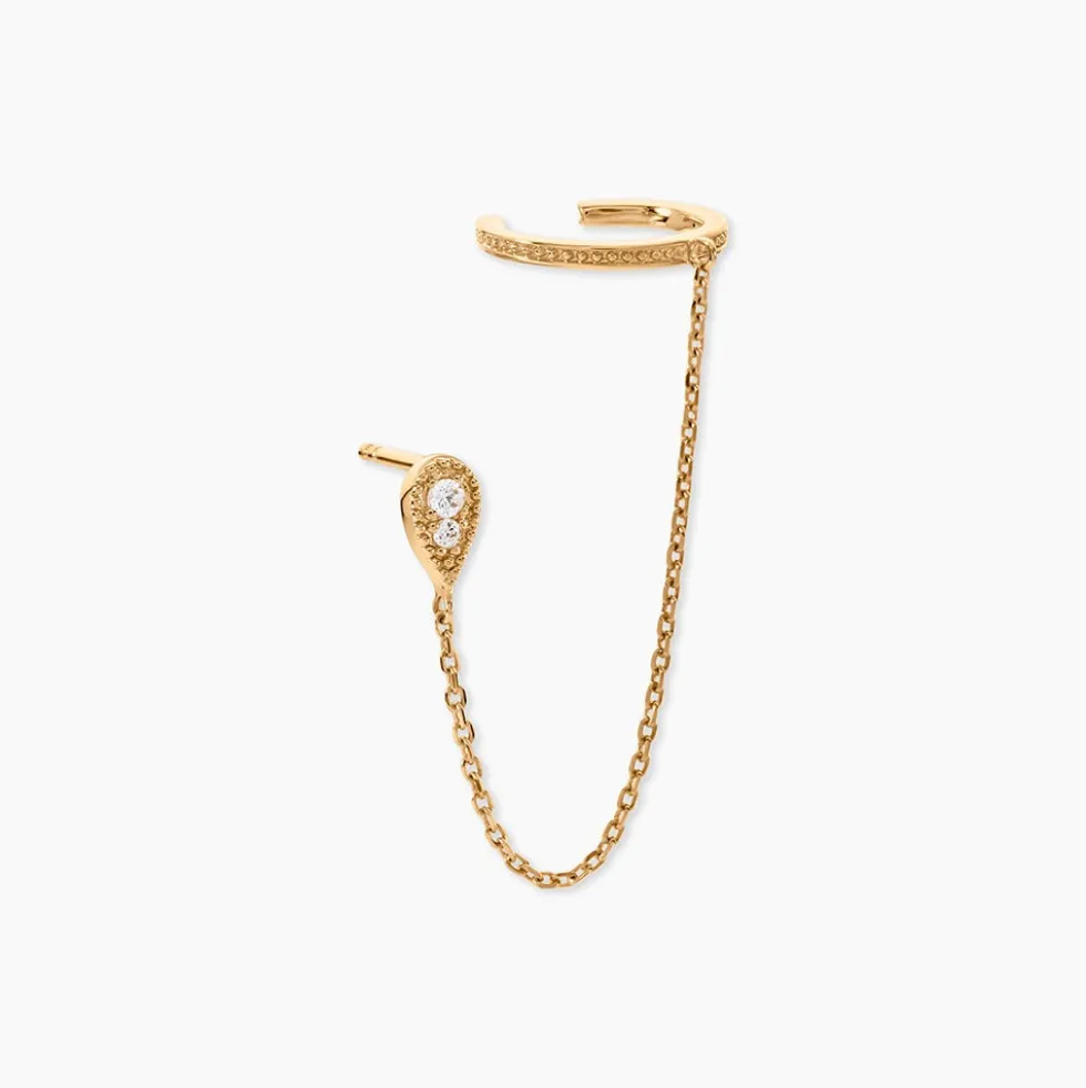 Bijou D'oreille Unitaire Karolina Plaqué Or Jaune Oxyde De Zirconium
