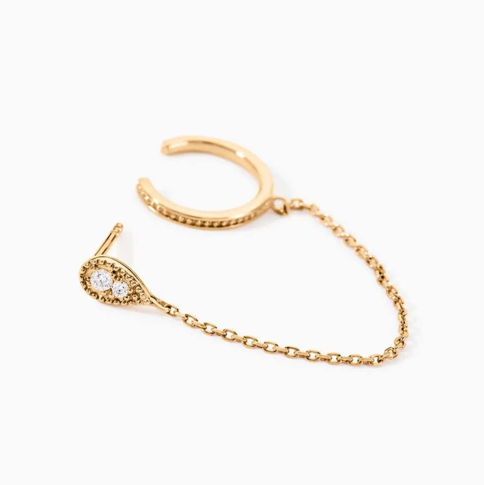 Bijou D'oreille Unitaire Karolina Plaqué Or Jaune Oxyde De Zirconium