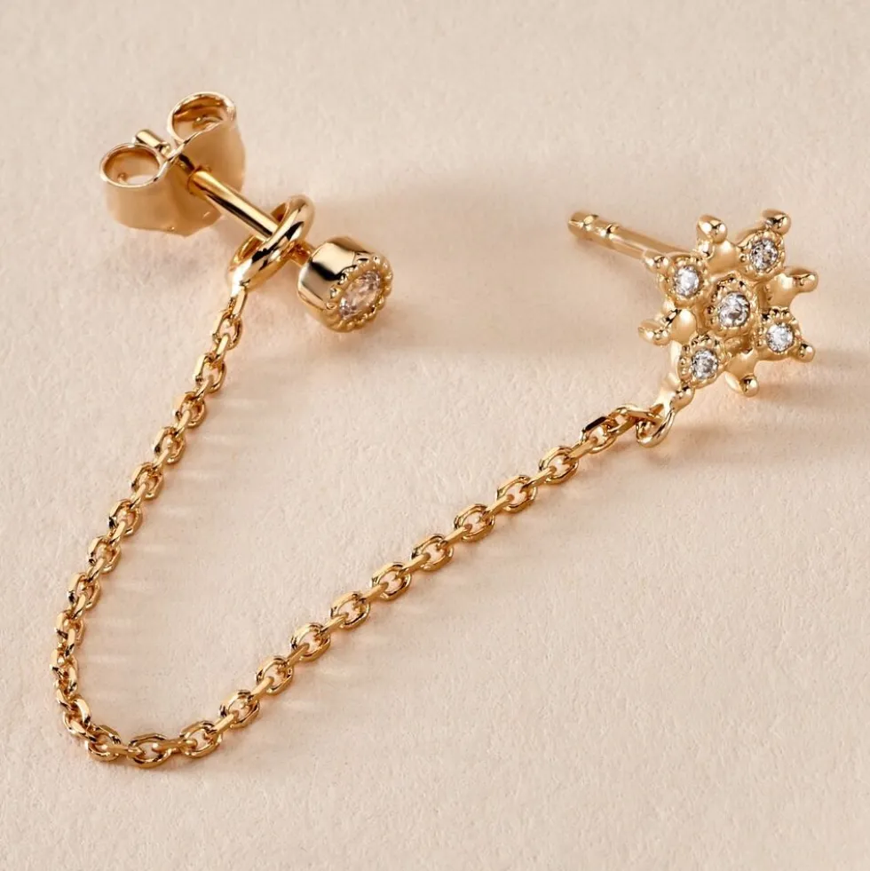 Bijou D'oreille Unitaire Lyric Plaqué Or Jaune Oxyde De Zirconium