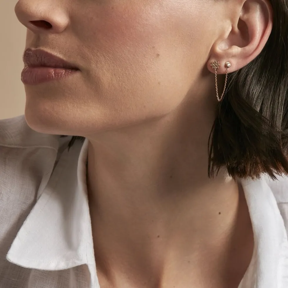 Bijou D'oreille Unitaire Lyric Plaqué Or Jaune Oxyde De Zirconium