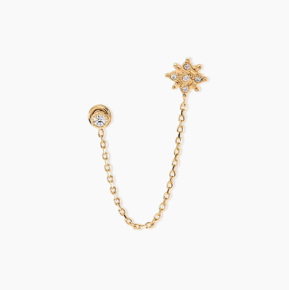 Bijou D'oreille Unitaire Lyric Plaqué Or Jaune Oxyde De Zirconium