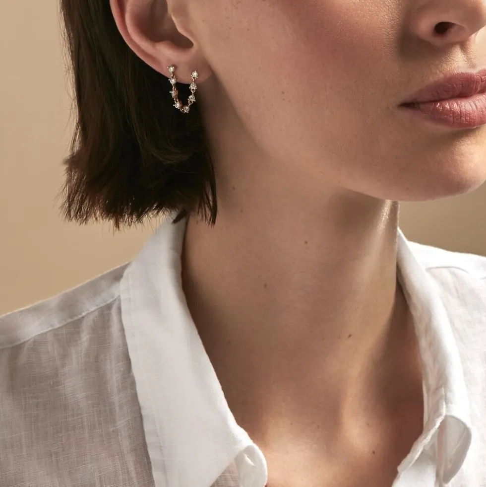 Bijou D'oreille Unitaire Odell Plaqué Or Jaune Oxyde De Zirconium