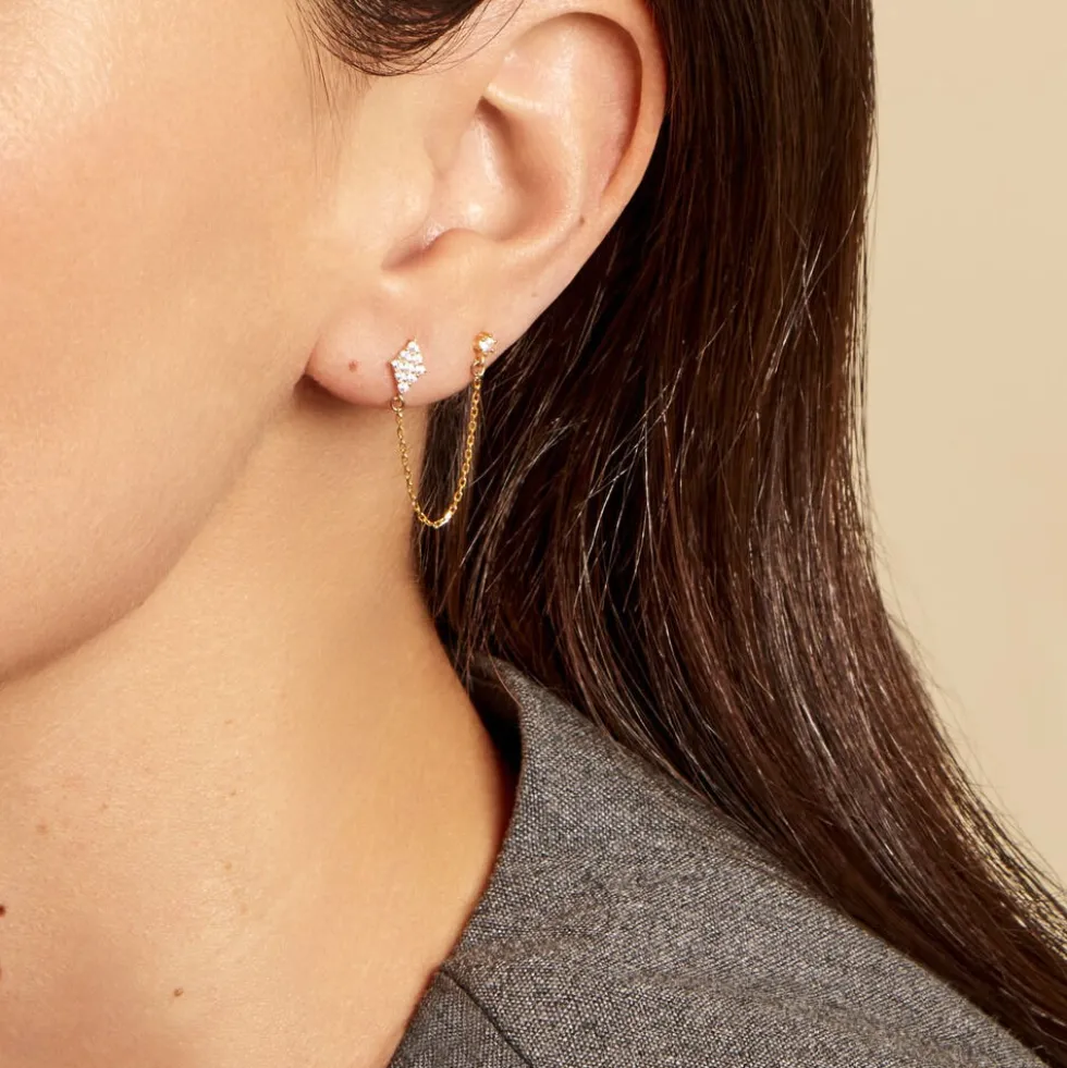 Bijou D'oreille Unitaire Pallas Or Jaune Oxyde De Zirconium