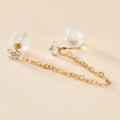 Bijou D'oreille Unitaire Candia Or Jaune Oxyde De Zirconium