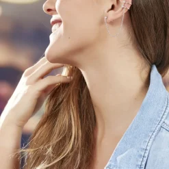 Bijou D'oreille Unitaire Valerie-anne Argent Blanc Oxyde De Zirconium