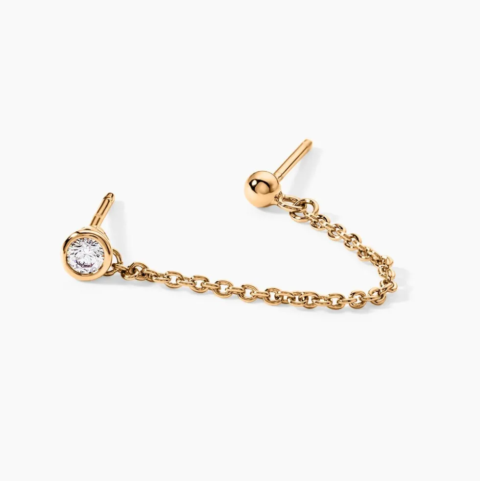 Bijoux D'oreille Unitaire Pendante Plaqué Or Jaune Dofi Oxyde