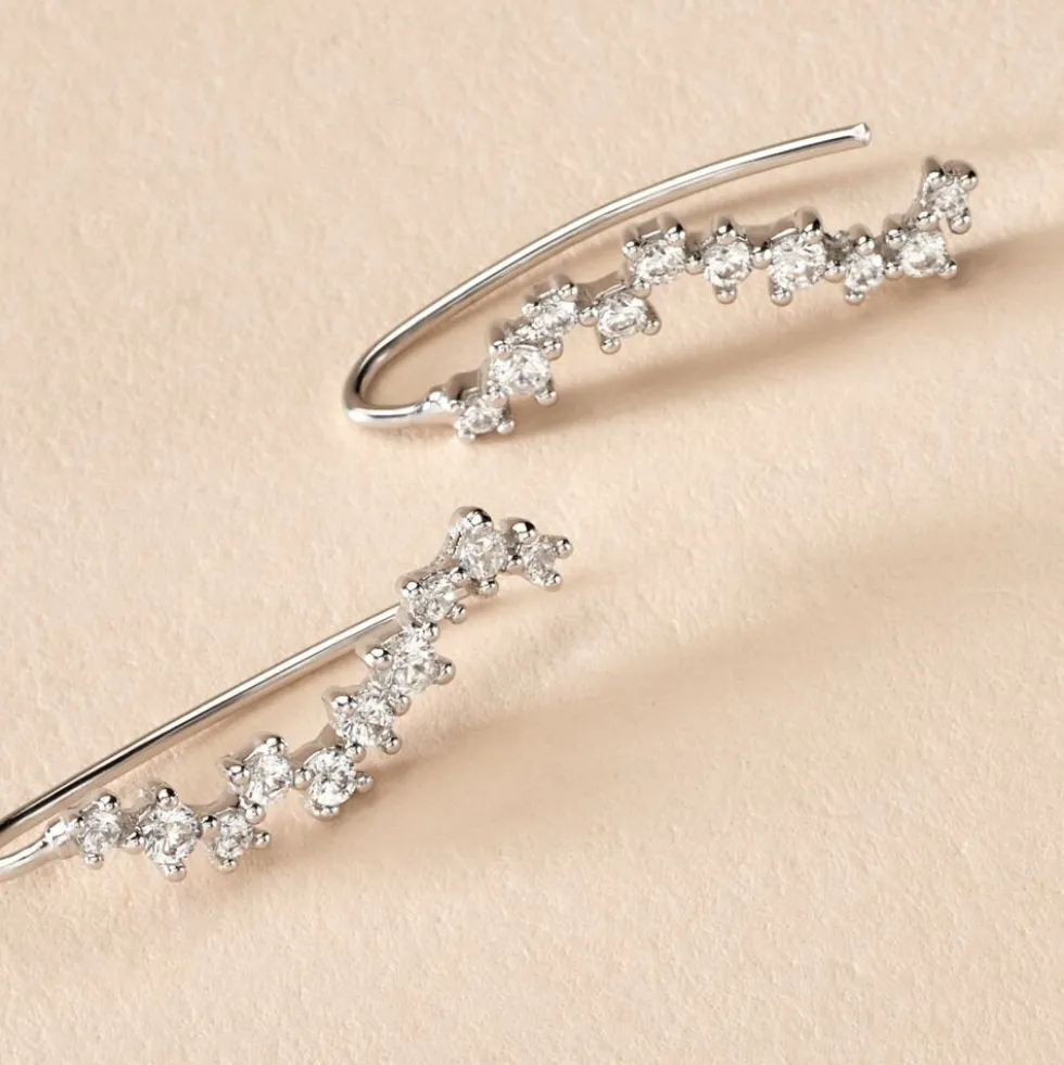 Bijoux D'oreilles Brandi Argent Rhodié Oxyde De Zirconium
