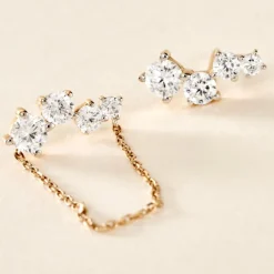 Bijoux D'oreilles Ethere Or Jaune Oxyde De Zirconium