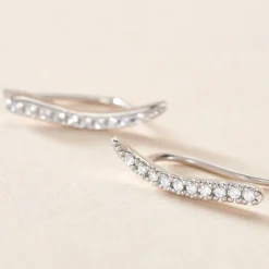 Bijoux D'oreilles Grimpants Gracelle Argent Blanc Oxyde De Zirconium