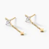 Bijoux D'oreilles Lumiere Or Jaune Oxyde De Zirconium
