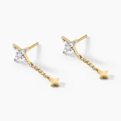 Bijoux D'oreilles Lumiere Or Jaune Oxyde De Zirconium