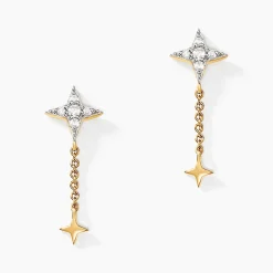 Bijoux D'oreilles Lumiere Or Jaune Oxyde De Zirconium