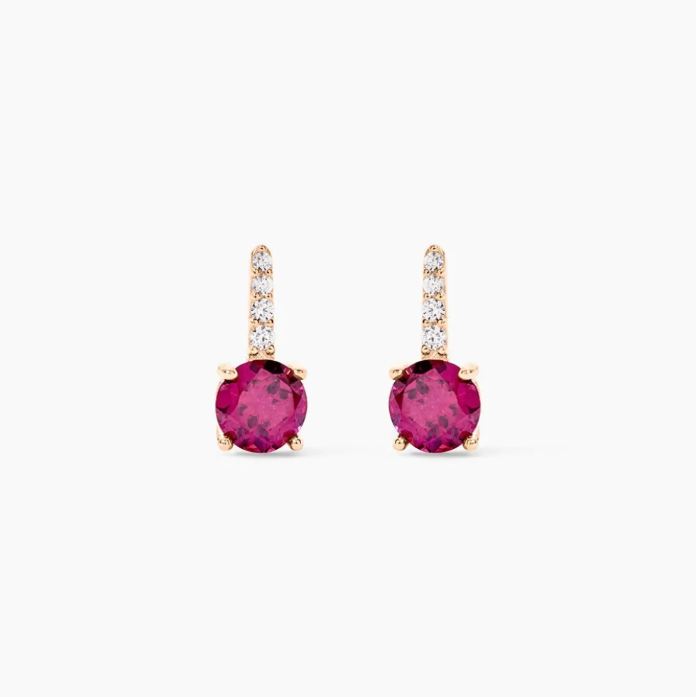 Bijoux D'oreilles Monroe Or Rose Rhodolite Oxyde De Zirconium