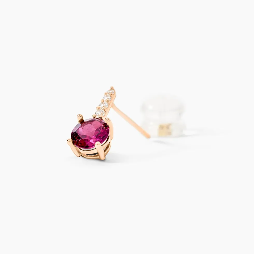 Bijoux D'oreilles Monroe Or Rose Rhodolite Oxyde De Zirconium